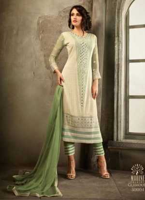 Cream Green3004 Chiffon Embroidered Wedding Party Suit at Zikimo