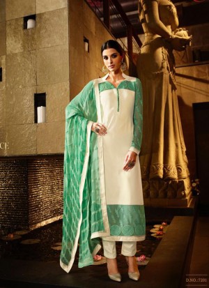 White Green7201 Georgette Indian Party Wear Suit at Zikimo