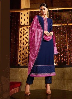 Blue Pink7202 Georgette Indian Party Wear Suit at Zikimo