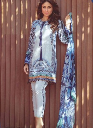 Blue02 Printed Cambric with Work Pakistani Indian Suit at Zikimo