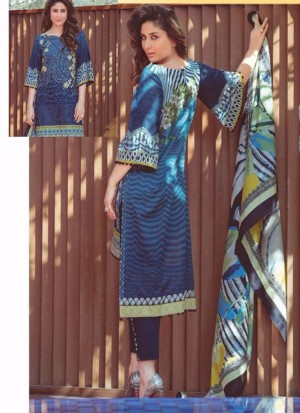 DarkBlue06 Printed Cambric with Work Pakistani Indian Suit at Zikimo