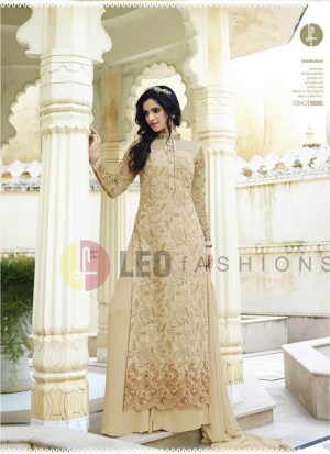 Biege1005 Georgette Indian Ethnic WeddingWear Plazzo Suit at Zikimo