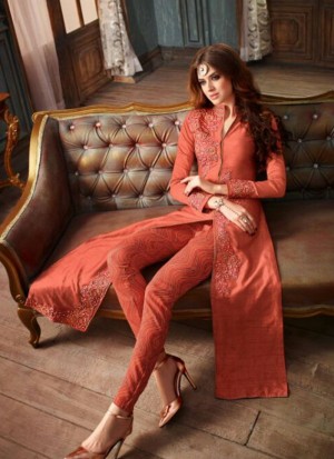 CarrotPeach3207 Indian Wedding Plazzo Pant Suit at Zikimo