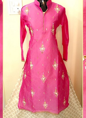 Pink Biege7101 Raw Silk Embroidery Designer Boutique Lehenga Choli at Zikimo