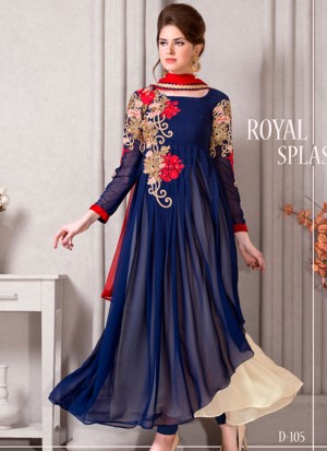 BlueRed105 Georgette Indian Wedding Anarkali Suits at Zikimo