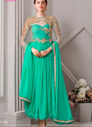 Green106 Georgette Indian Wedding Anarkali Suits at Zikimo