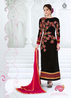 Black43006 Georgette Weddding Party Straight Long Suit at Zikimo