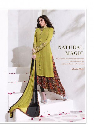 GreenMulticolor8016 Satin Georgette Party IndoWestern Suit at Zikimo