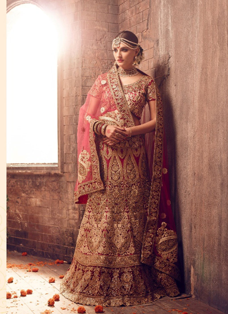 Bridal Lehengas : Rasberry pink heavy designer embroidered ...